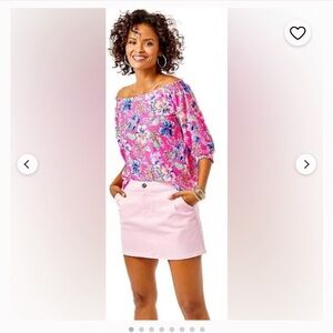 Lilly Pulitzer Pink Floral Off-Shoulder Top with Light Pink Skirt